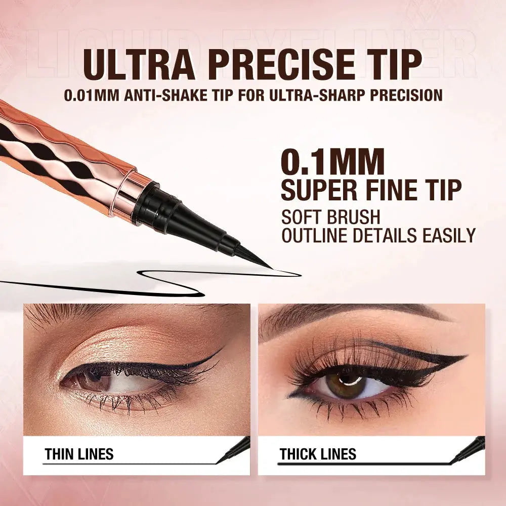 O.TWO.O Eyeliner Pencil Liquid Eye Liner Waterproof Smudge Proof Quick Drying 12 Hour Wear Ultra Fine Black Eyeliner for Arrows by Maiden-Art
