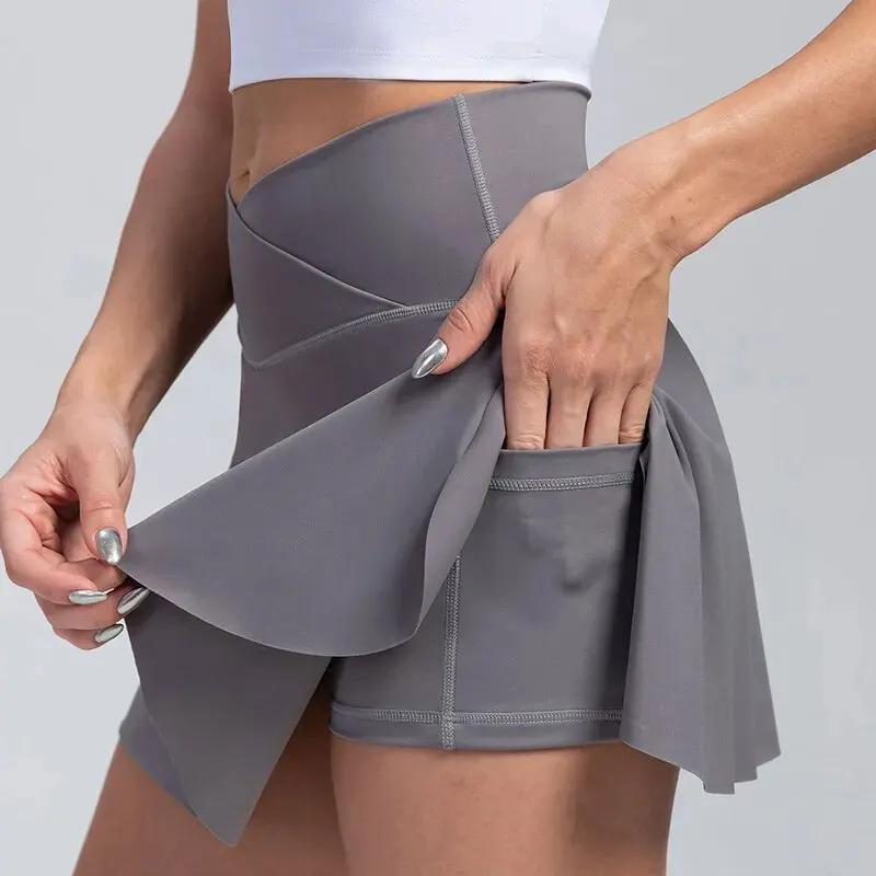 Women Pleated Tennis Skirt With Pockets Shorts Athletic Skirts Crossover Breathable Athletic Golf Skorts Workout Sports Skirts by Vimost Shop