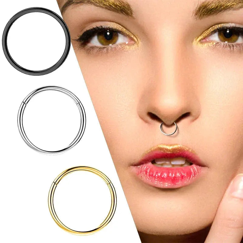 1PC Stainless Steel Nose Hoop Septum Piercing Clicker Hinged Segment Rings Lip Helix Daith Conch Cartilage Earrings Sexy Jewelry by Maiden-Art