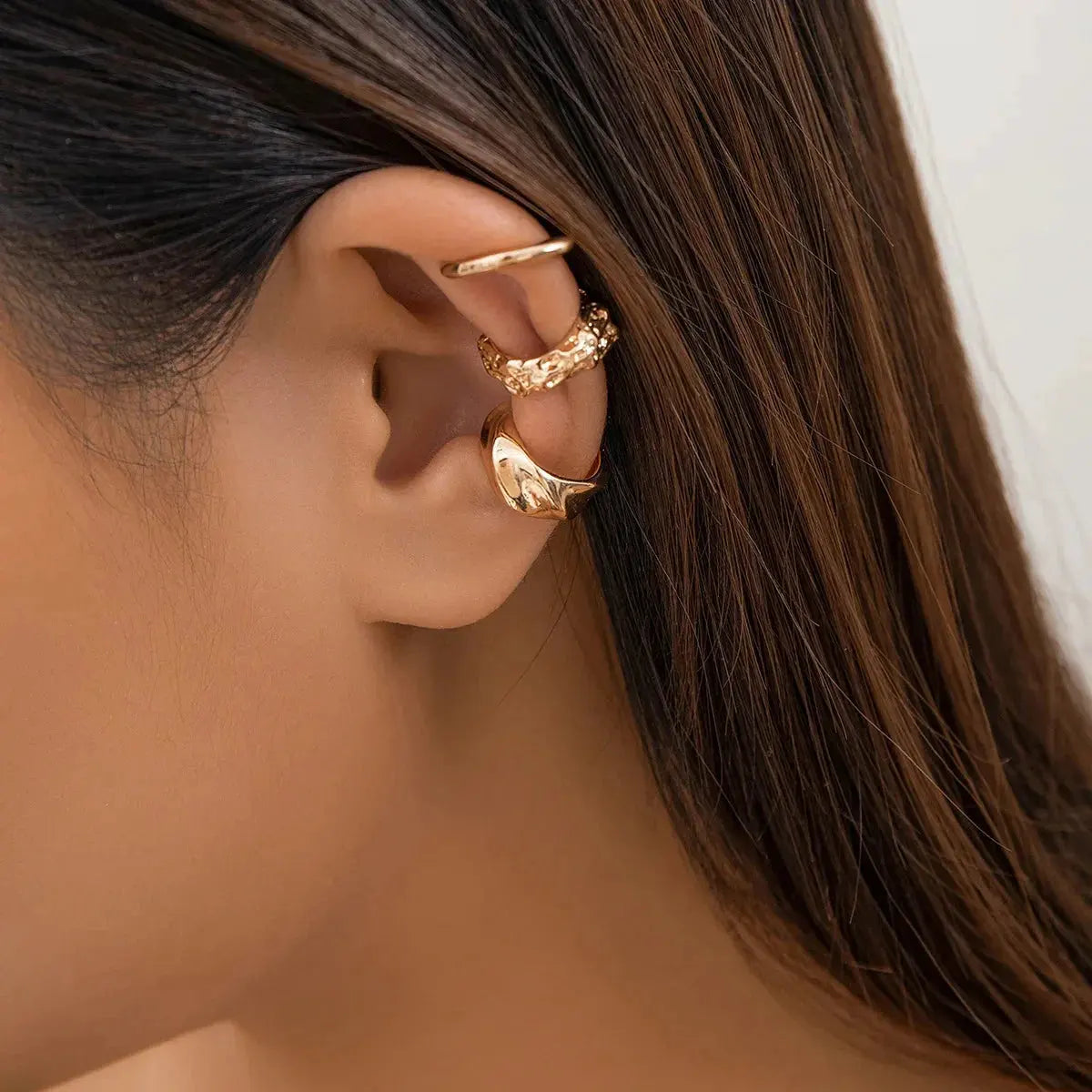 3Pcs/set Metal Chunky No Piercing Clip Earrings Geometric Ear Cuff Earrings for Women Ladies Party Girls Y2K Jewelry 2024 Trendy by MAIDEN-ART