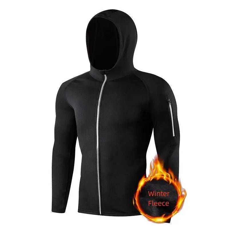 Men Fleece Lined Compression Shirt Long Sleeve Thermal Running Gym Fitness Breathable Sports Top by Vimost Shop