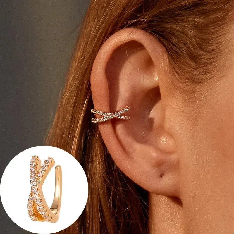 VAGZEB Bohemian NO Piercing Crystal Rhinestone Ear Cuff Wrap Stud Clip Earrings For Women Girl Trendy Earrings Jewelry Bijoux by Maiden-Art