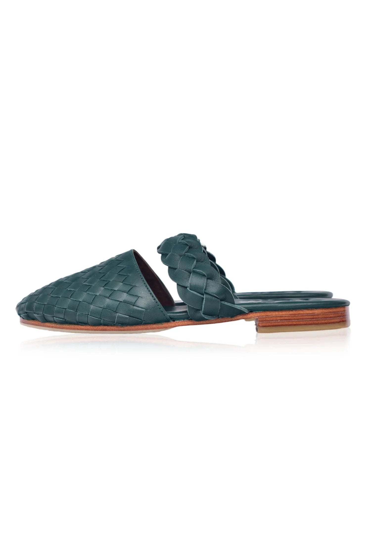 Sea Escape Woven Leather Slide Sandals by ELF