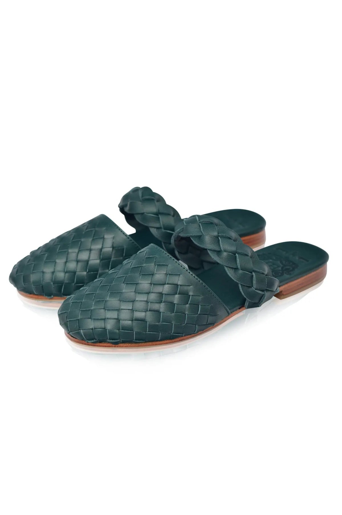 Sea Escape Woven Leather Slide Sandals by ELF