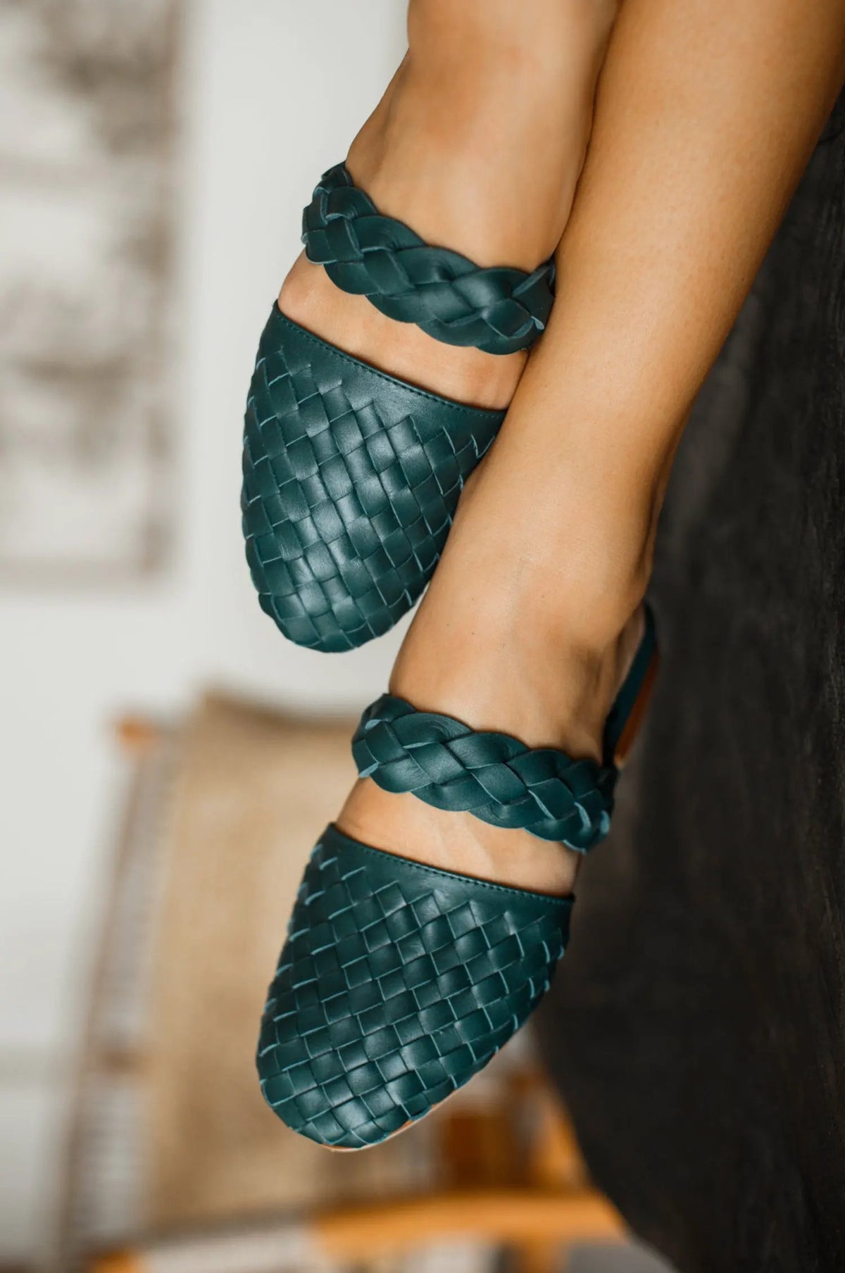 Sea Escape Woven Leather Slide Sandals by ELF