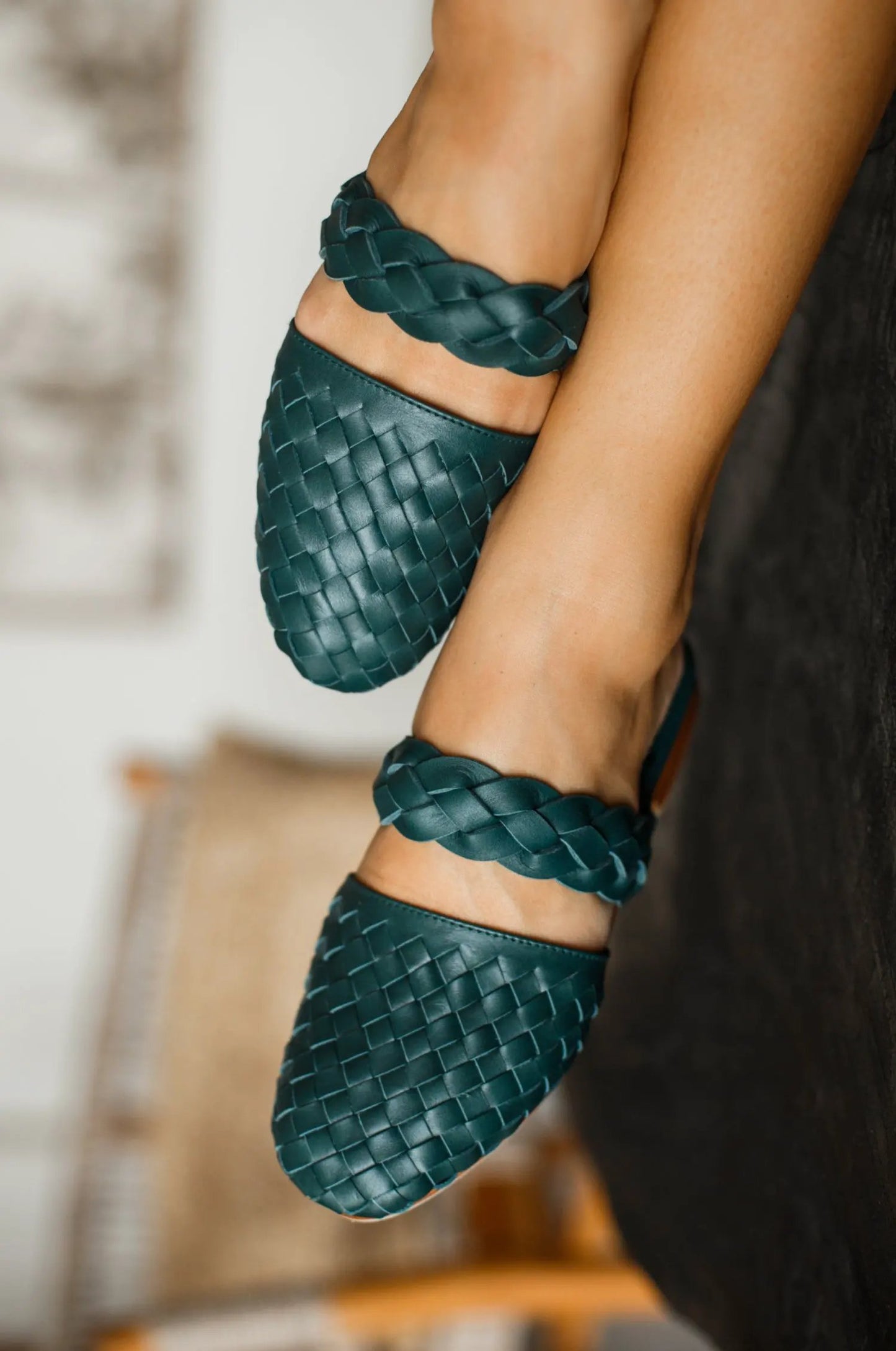 Sea Escape Woven Leather Slide Sandals by ELF