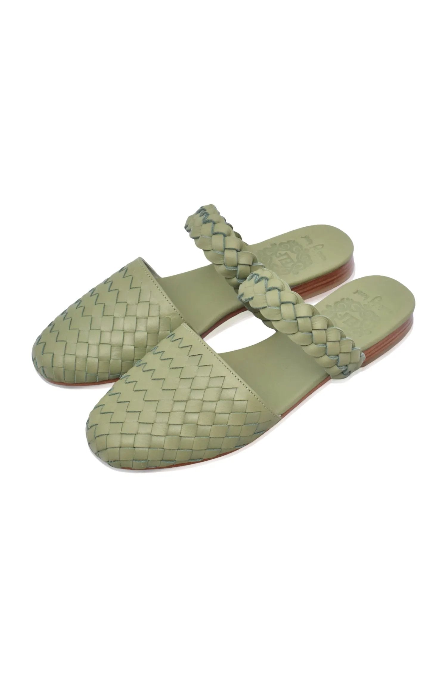 Sea Escape Woven Leather Slide Sandals by ELF