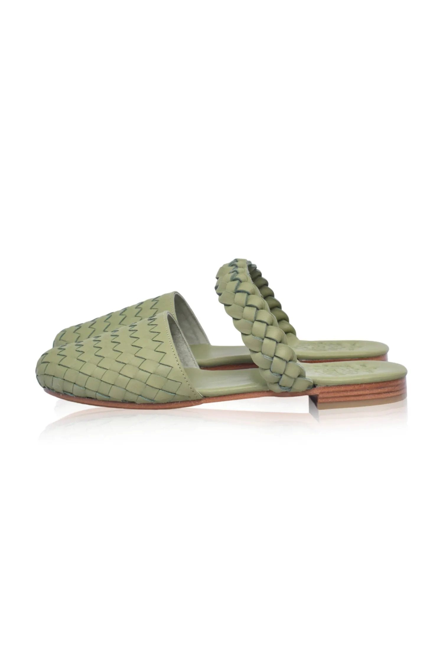 Sea Escape Woven Leather Slide Sandals by ELF