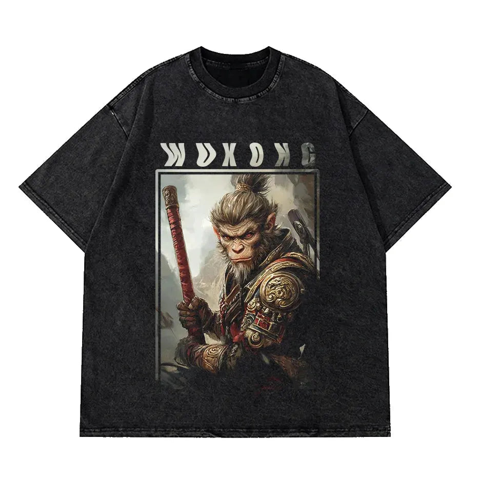 Japanese Cat Cartoon Graphic Baggy T-Shirt Men Streetwear by Vimost Shop