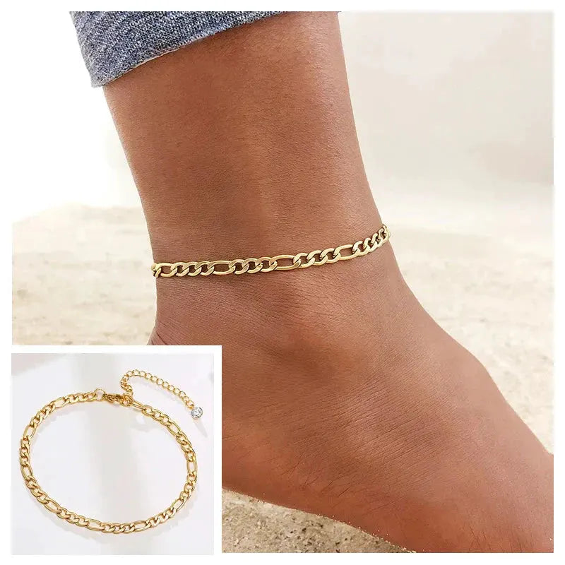 Snake Chain Anklet for Women Girls Adjustable Summer Beach Chain Anklet Bracelet Mother's Day Gifts Stainless Steel Not Allergic by Maiden-Art