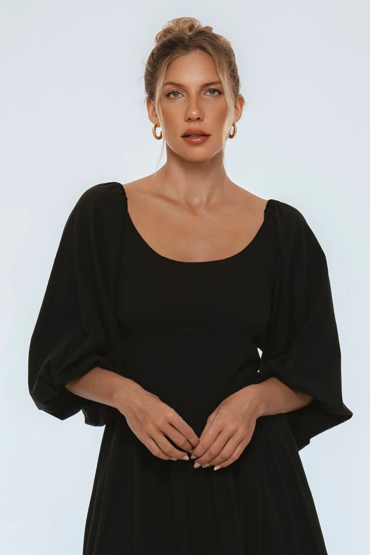 Genevieve Puff Sleeve Midi Dress by ELF