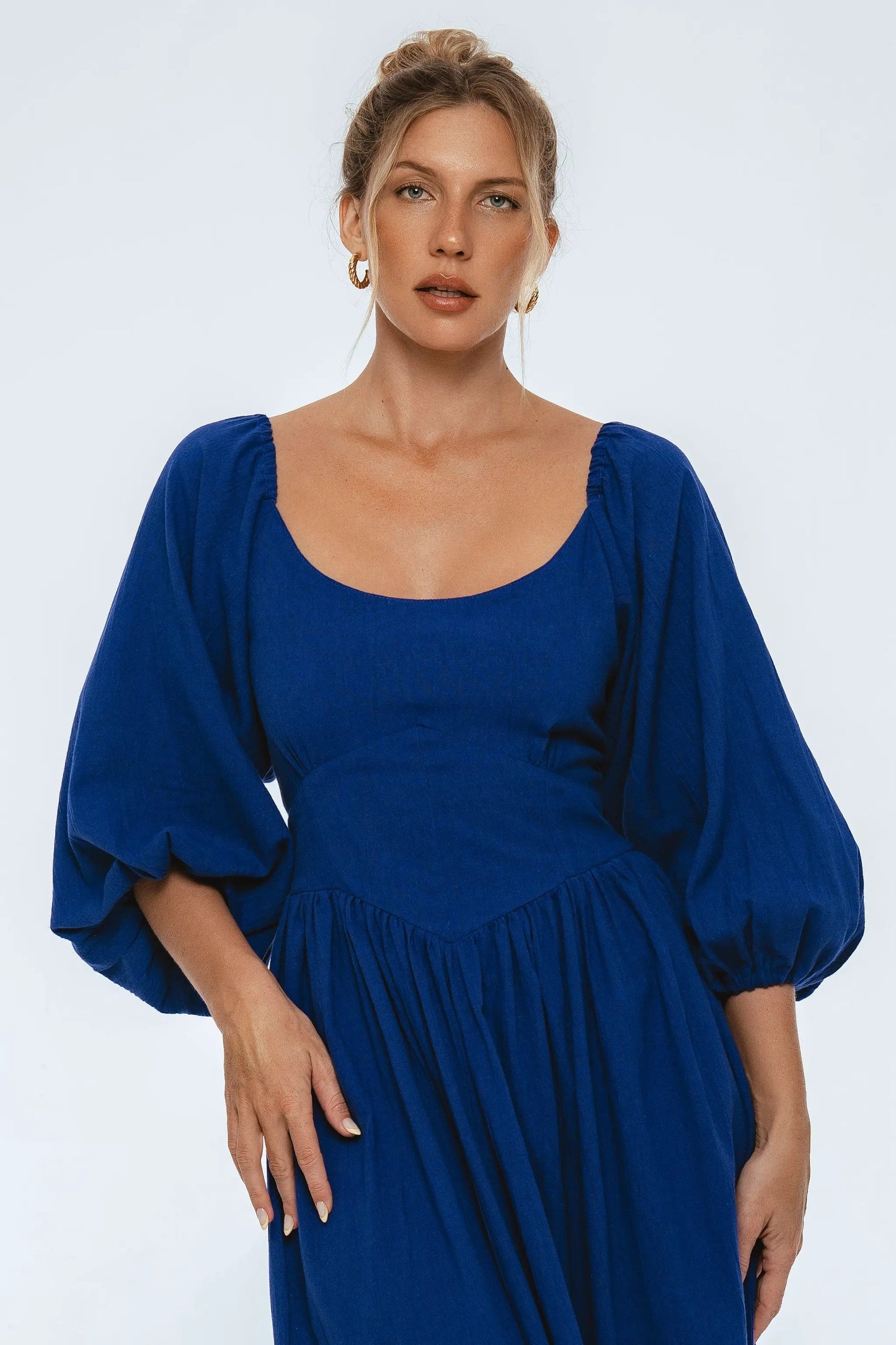 Genevieve Puff Sleeve Midi Dress by ELF
