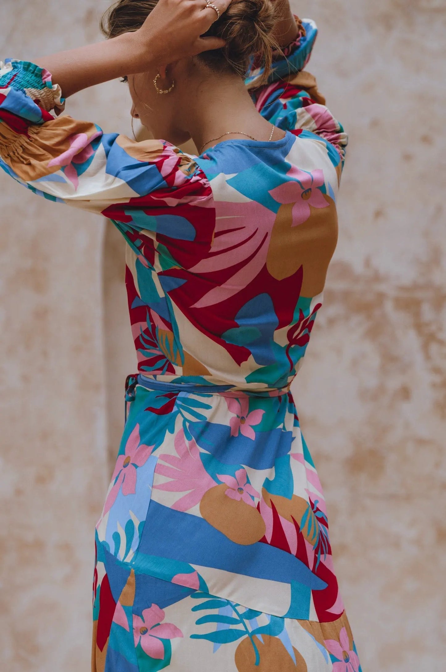 Set Sail Puff Sleeve Wrap Cotton Dress (Sale) by ELF