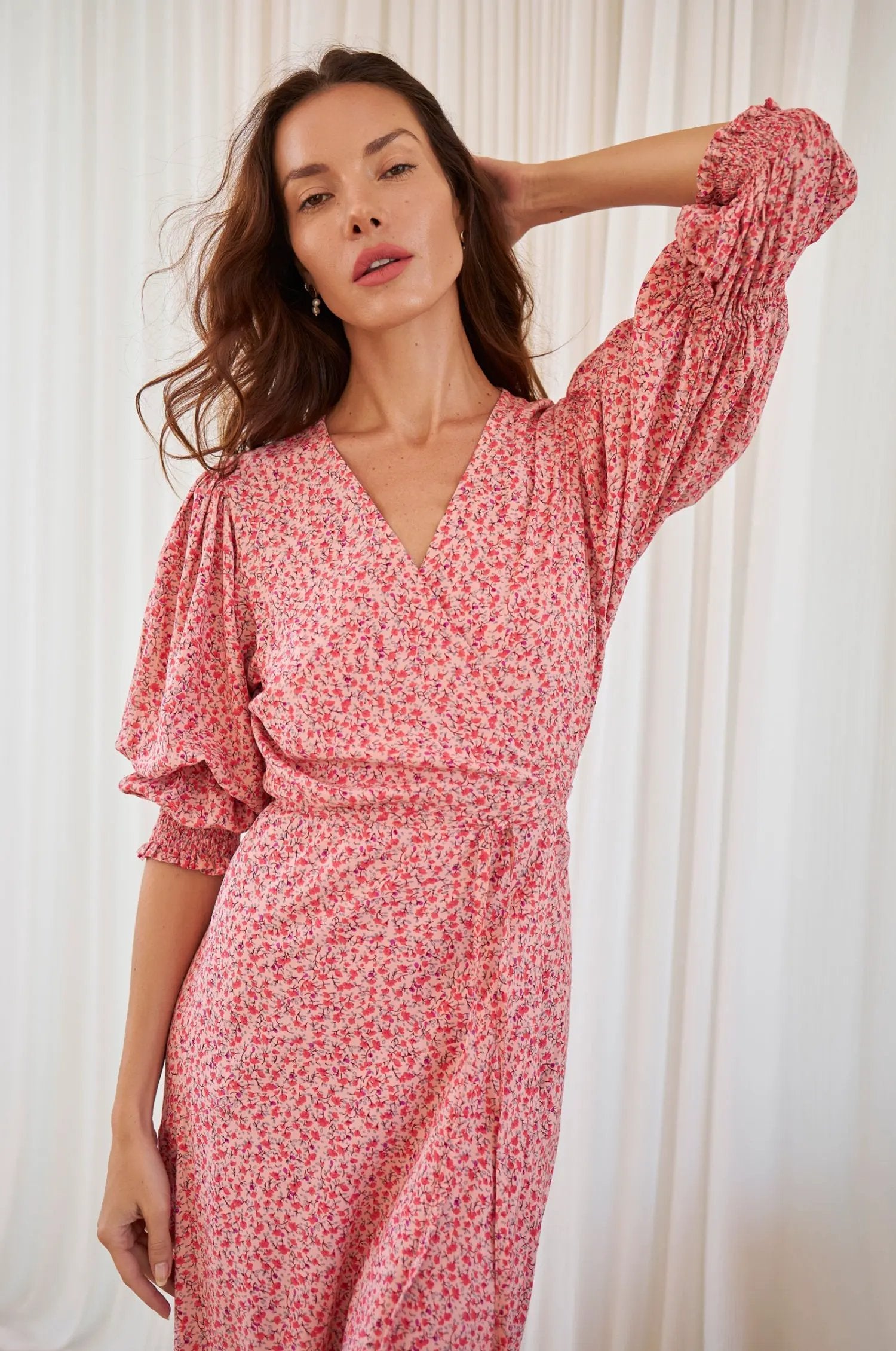 Set Sail Puff Sleeve Wrap Cotton Dress (Sale) by ELF