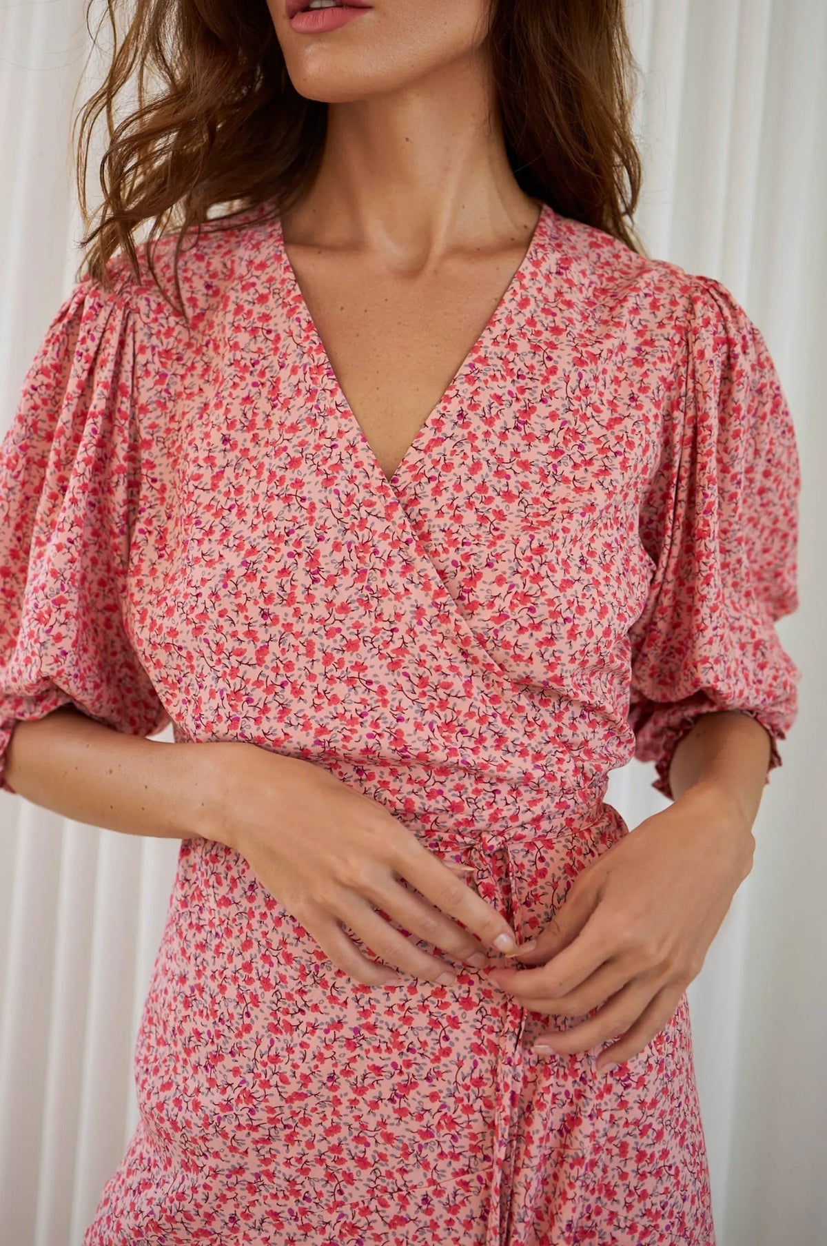 Set Sail Puff Sleeve Wrap Cotton Dress (Sale) by ELF