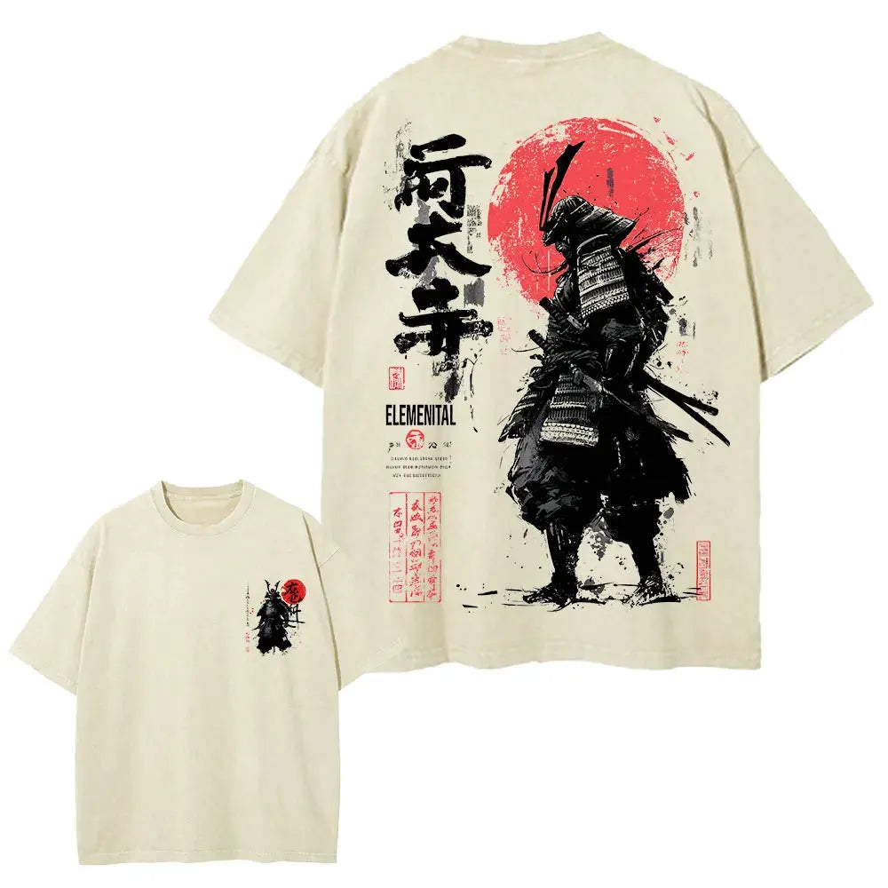 Men's Samurai Spirit T-Shirt, Japanese Style Back Print, Bushido Gift by Vimost Shop