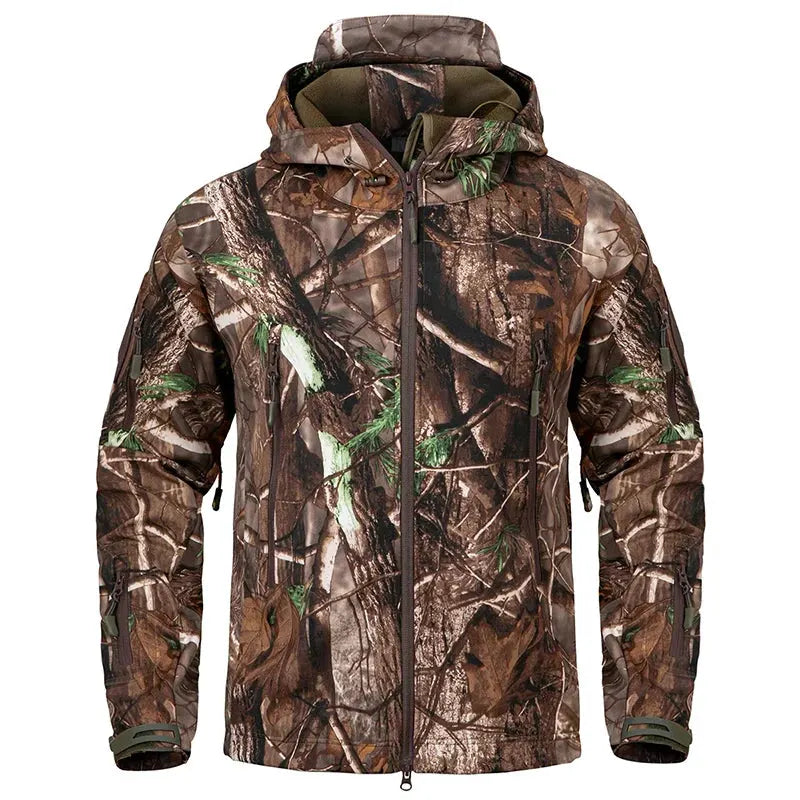Men's Silent Soft Shell Camouflage Tactical Jacket Waterproof Warm Fleece Hunting Jackets Outdoor Hiking Fishing Hooded Coat by Vimost Shop