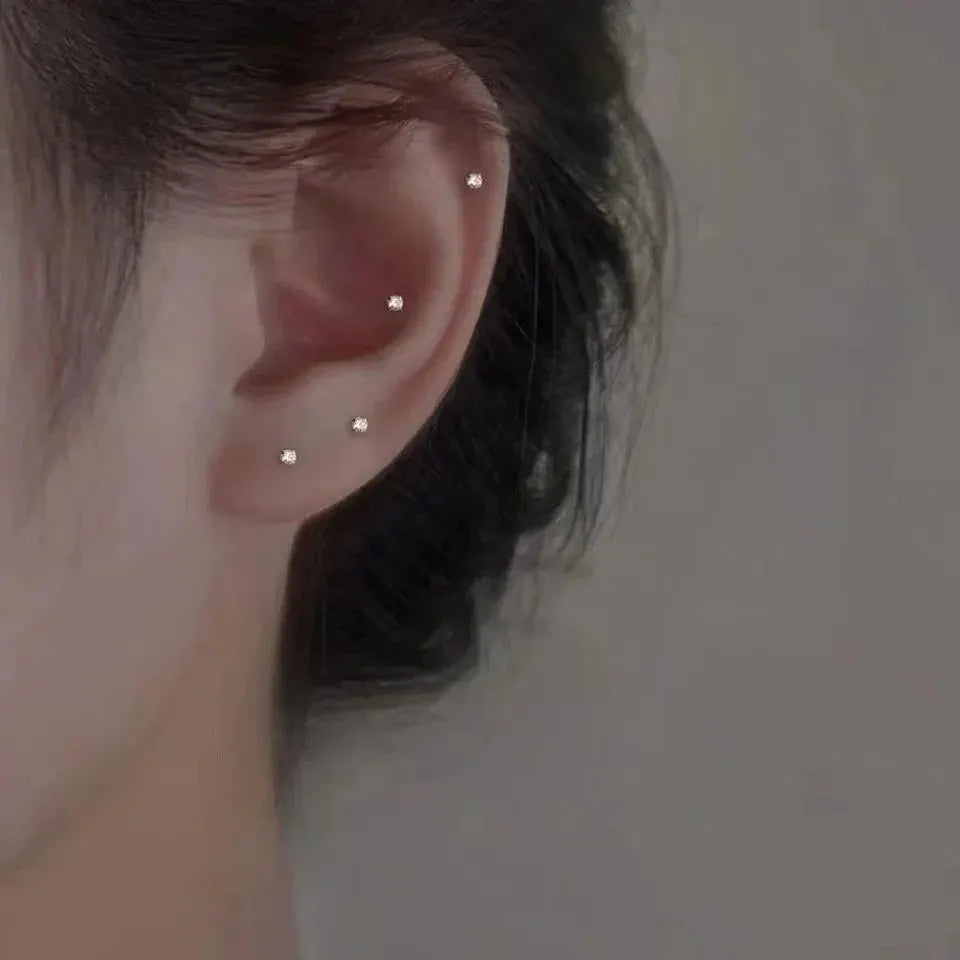 Trendy Mini Rhinestones Stud Earrings for Women Girls Daily Jewelry Cute Round Geometry Small Earrings Accessories by Maiden-Art