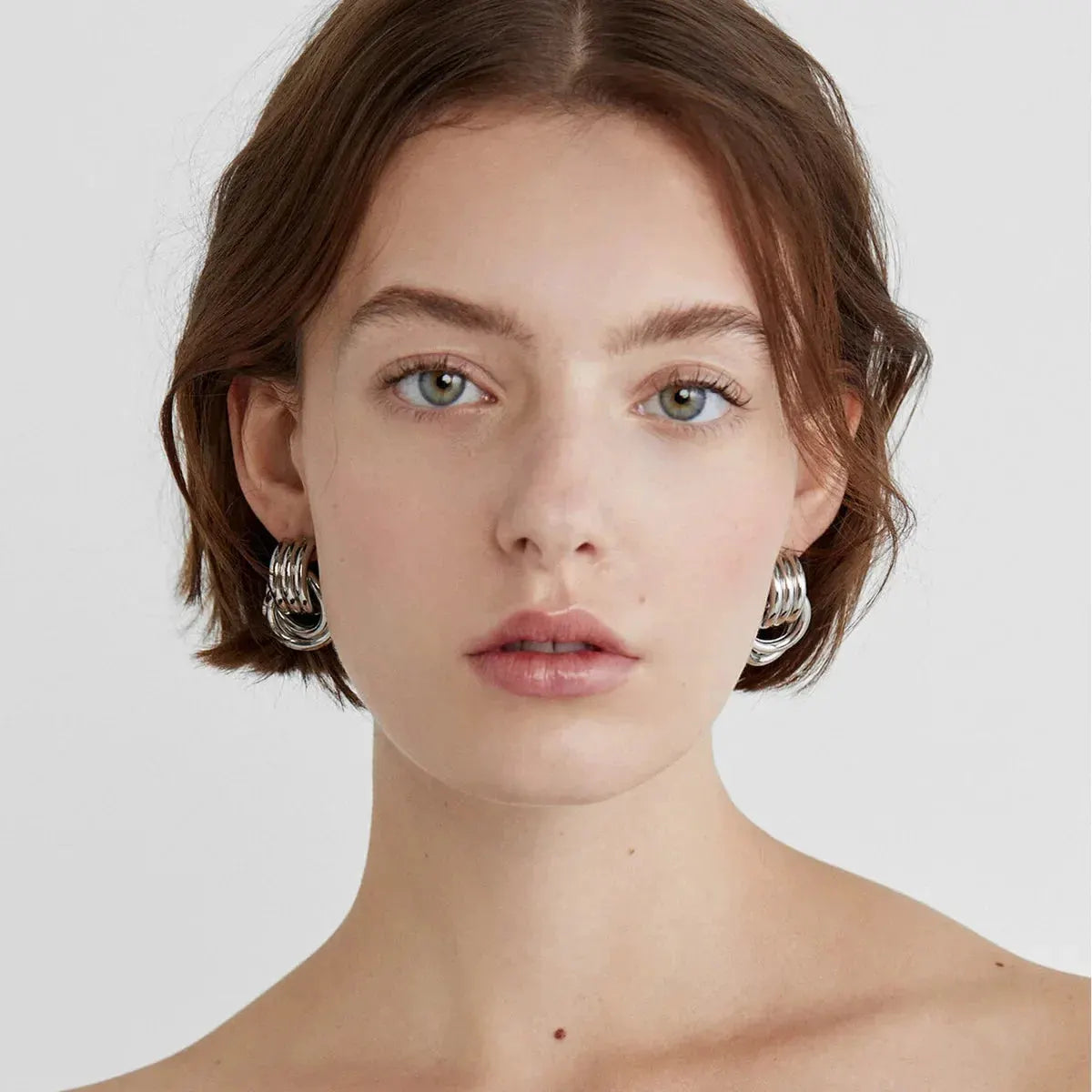 Trendy Stainless Steel Multilayer Circle Twist Knot Earrings for Women Texture Mixed Color Gold Plated Statement Earring Bijoux by Maiden-Art
