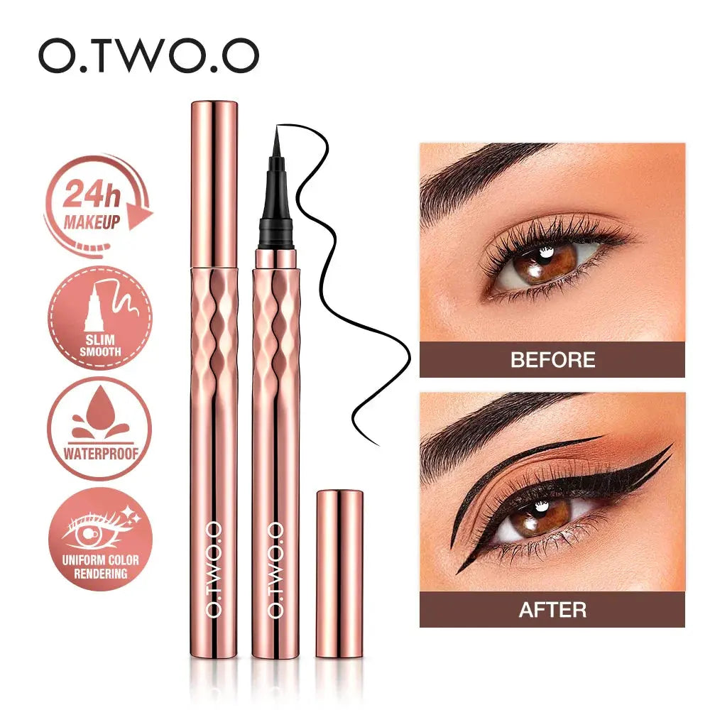 O.TWO.O Eyeliner Pencil Liquid Eye Liner Waterproof Smudge Proof Quick Drying 12 Hour Wear Ultra Fine Black Eyeliner for Arrows by Maiden-Art