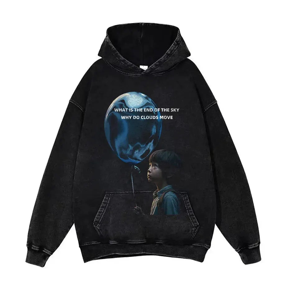 Anime Pain Graphic Hoodie Men's Retro Washed Harajuku Streetwear by Vimost Shop