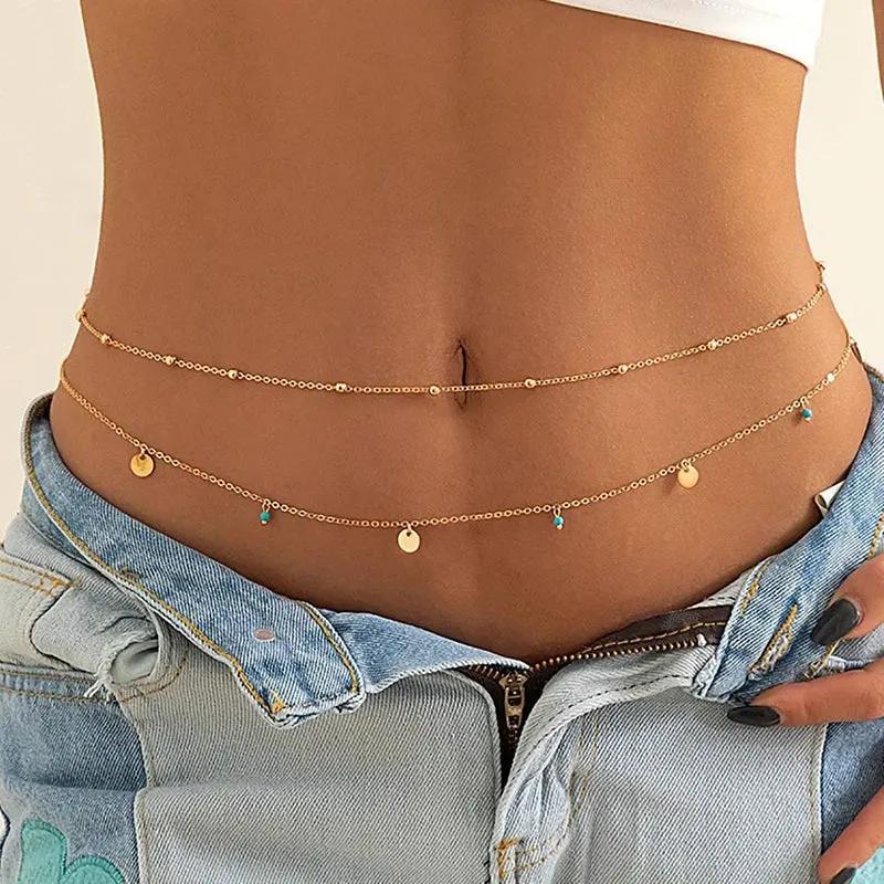 Sexy Double Thin Chain Women's Waist Chain Charming Butterfly Stainless Steel Belly Chain Summer Beach Bikini Body Jewelry by Maiden-Art