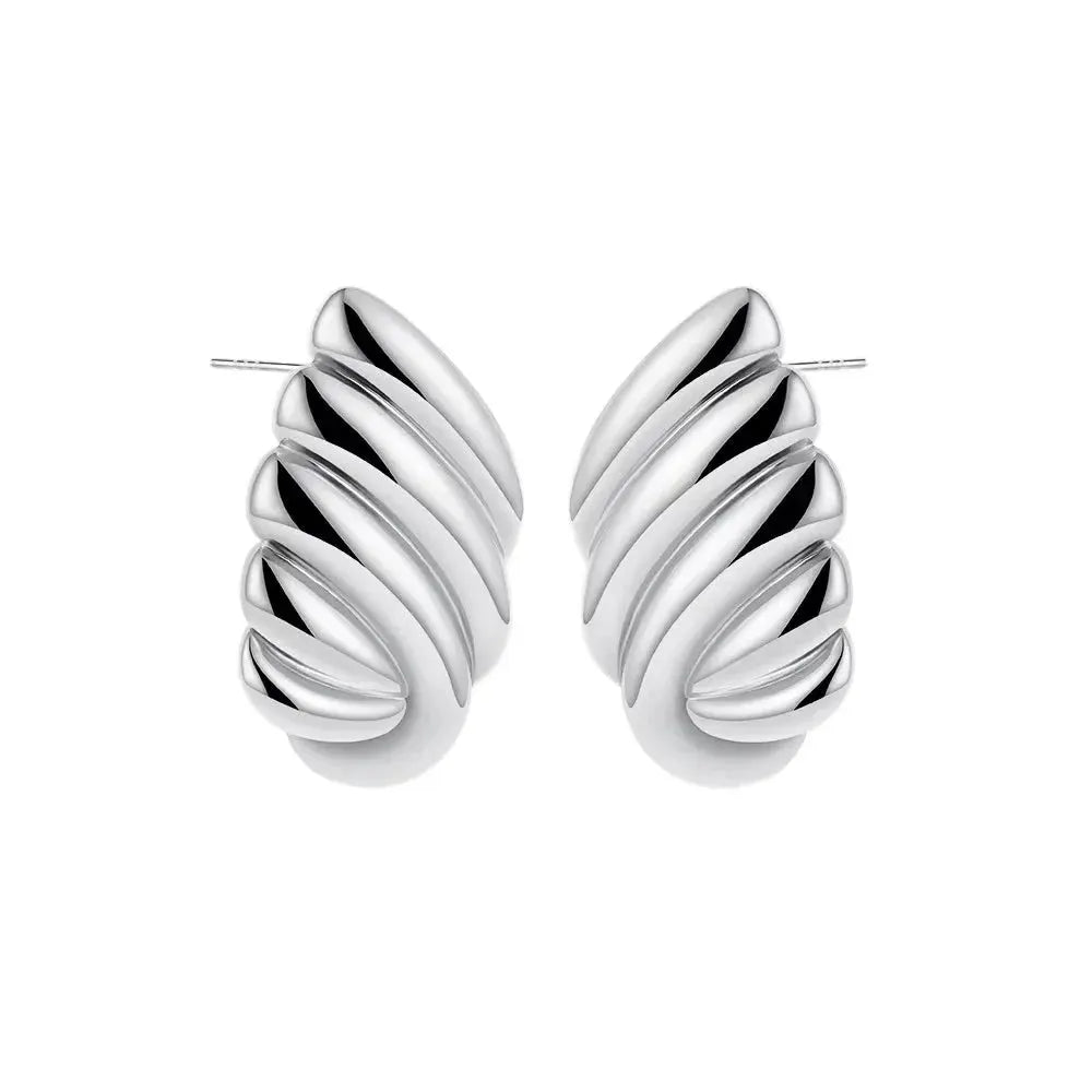 Trendy Stainless Steel Multilayer Circle Twist Knot Earrings for Women Texture Mixed Color Gold Plated Statement Earring Bijoux by Maiden-Art