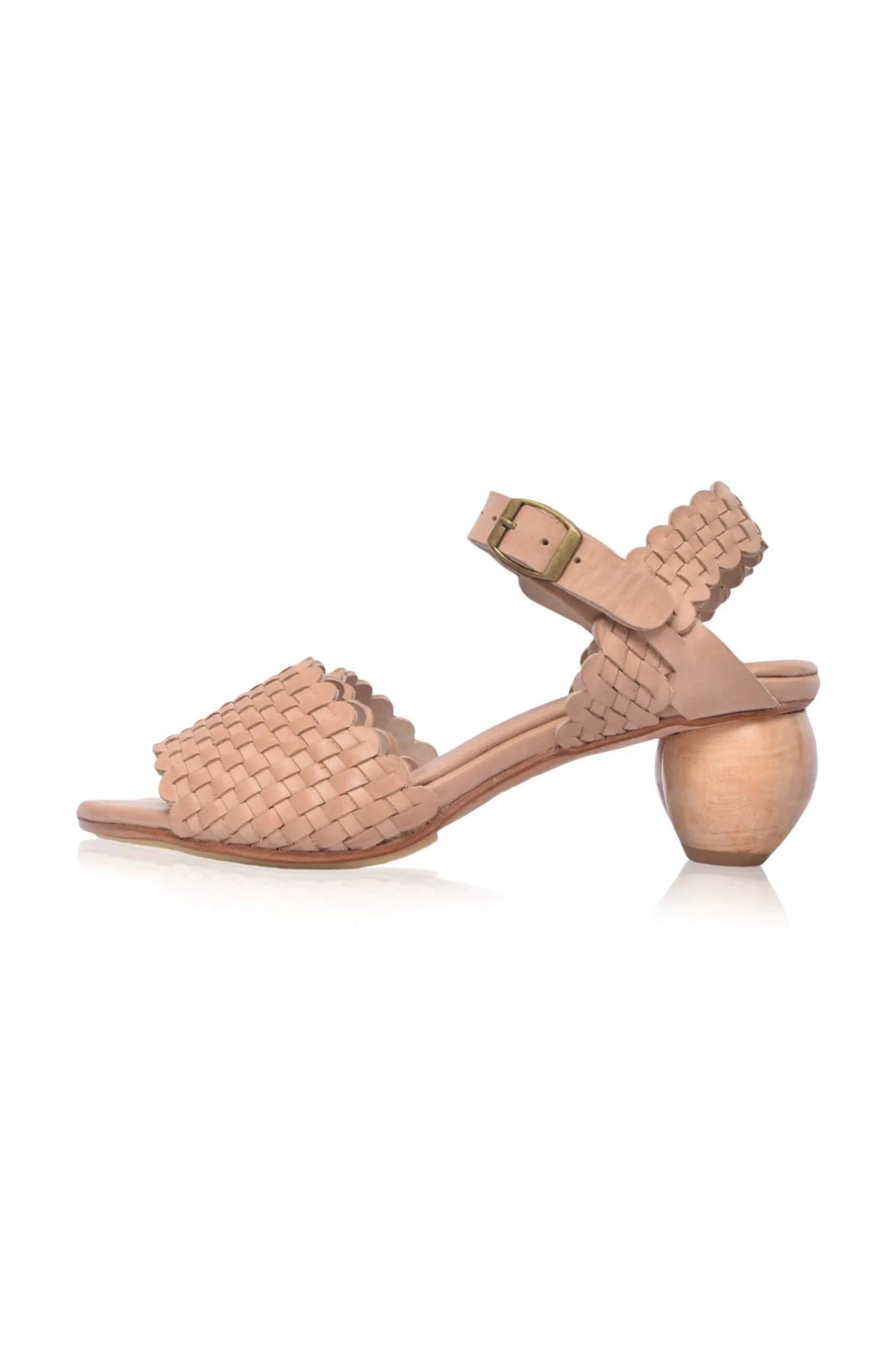 Sicily Woven Wooden Heel Leather Sandals by ELF