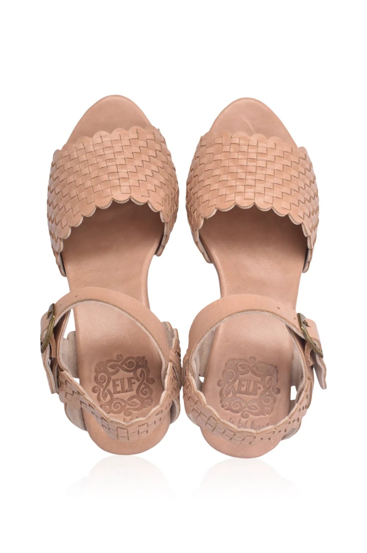 Sicily Woven Wooden Heel Leather Sandals by ELF
