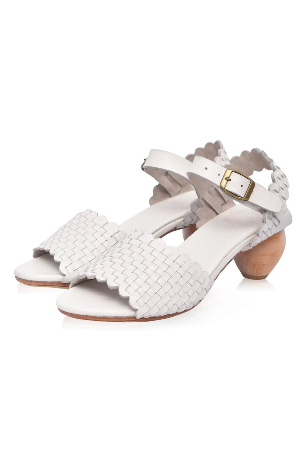 Sicily Woven Wooden Heel Leather Sandals by ELF