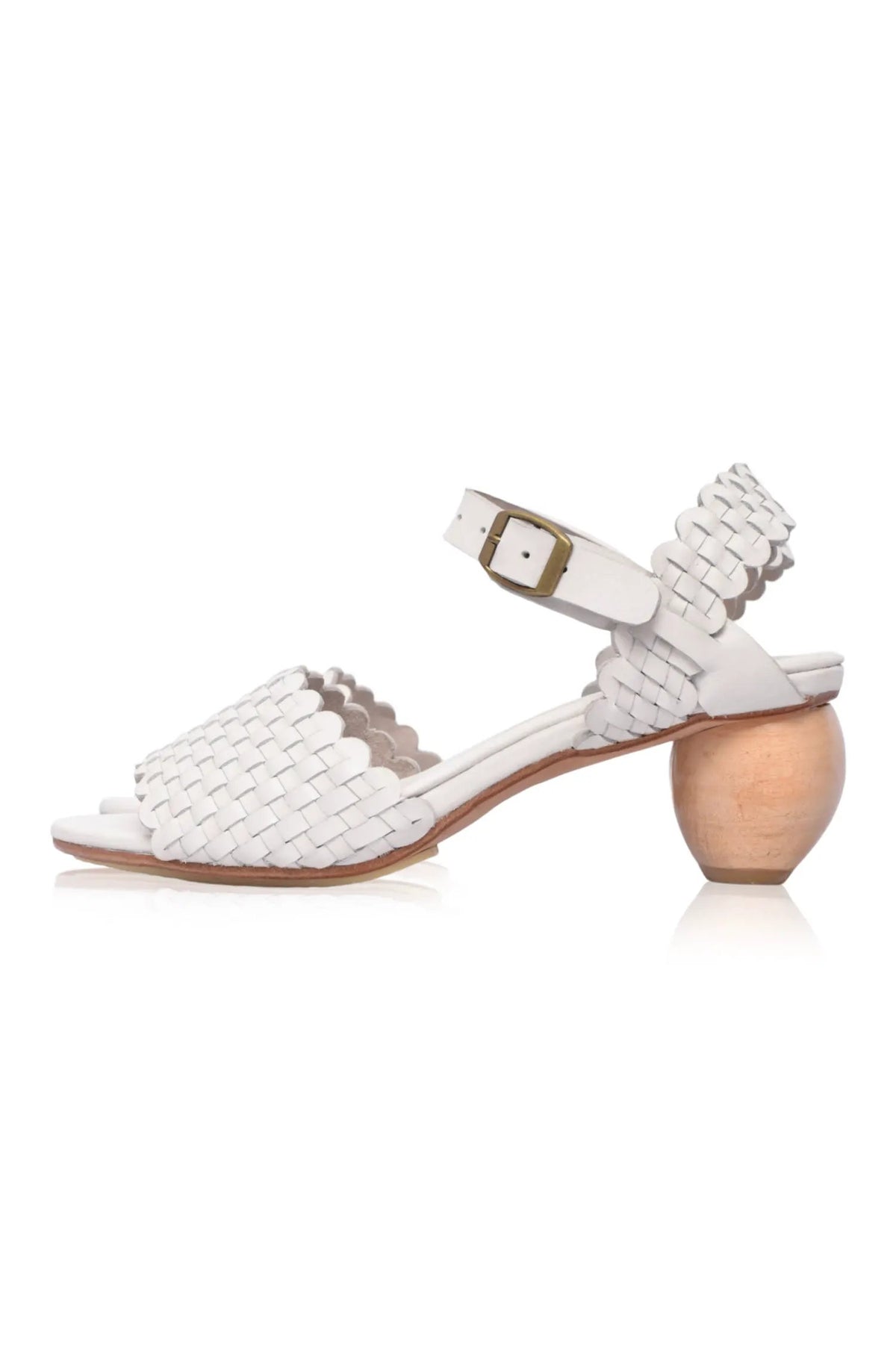 Sicily Woven Wooden Heel Leather Sandals by ELF