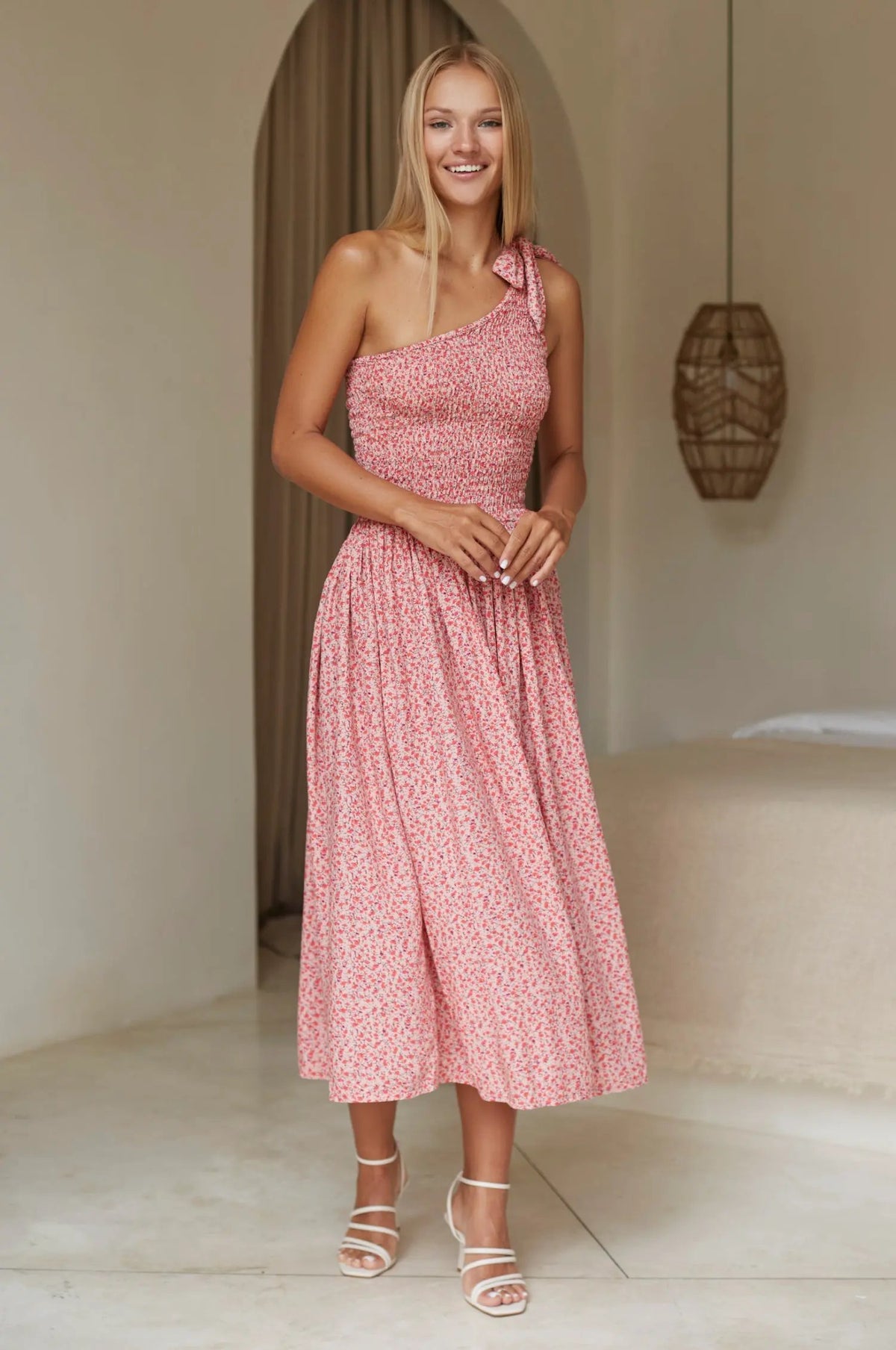Sienna One-Shoulder Shirred Dress (Sale) by ELF