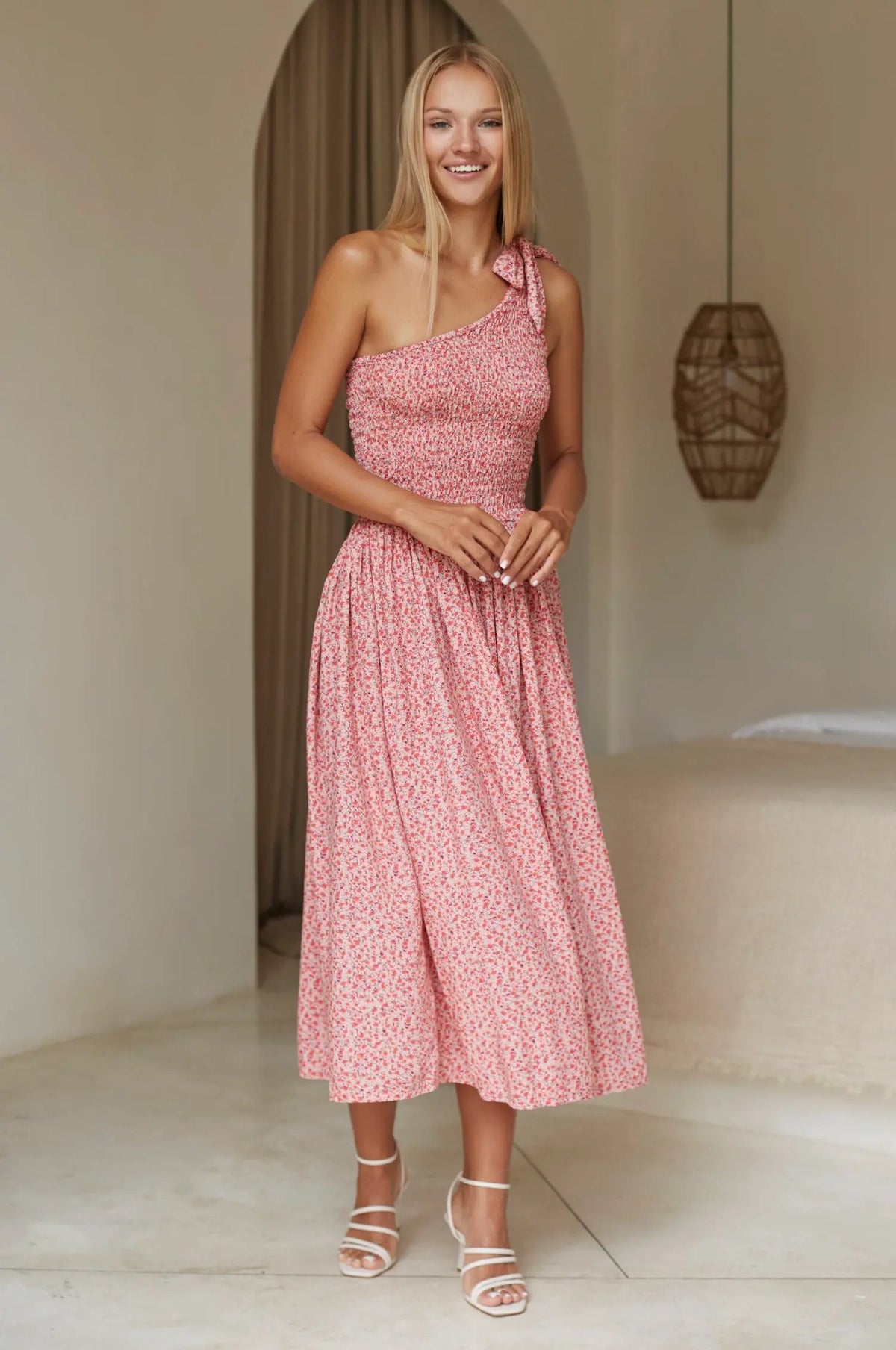Sienna One-Shoulder Shirred Dress (Sale) by ELF