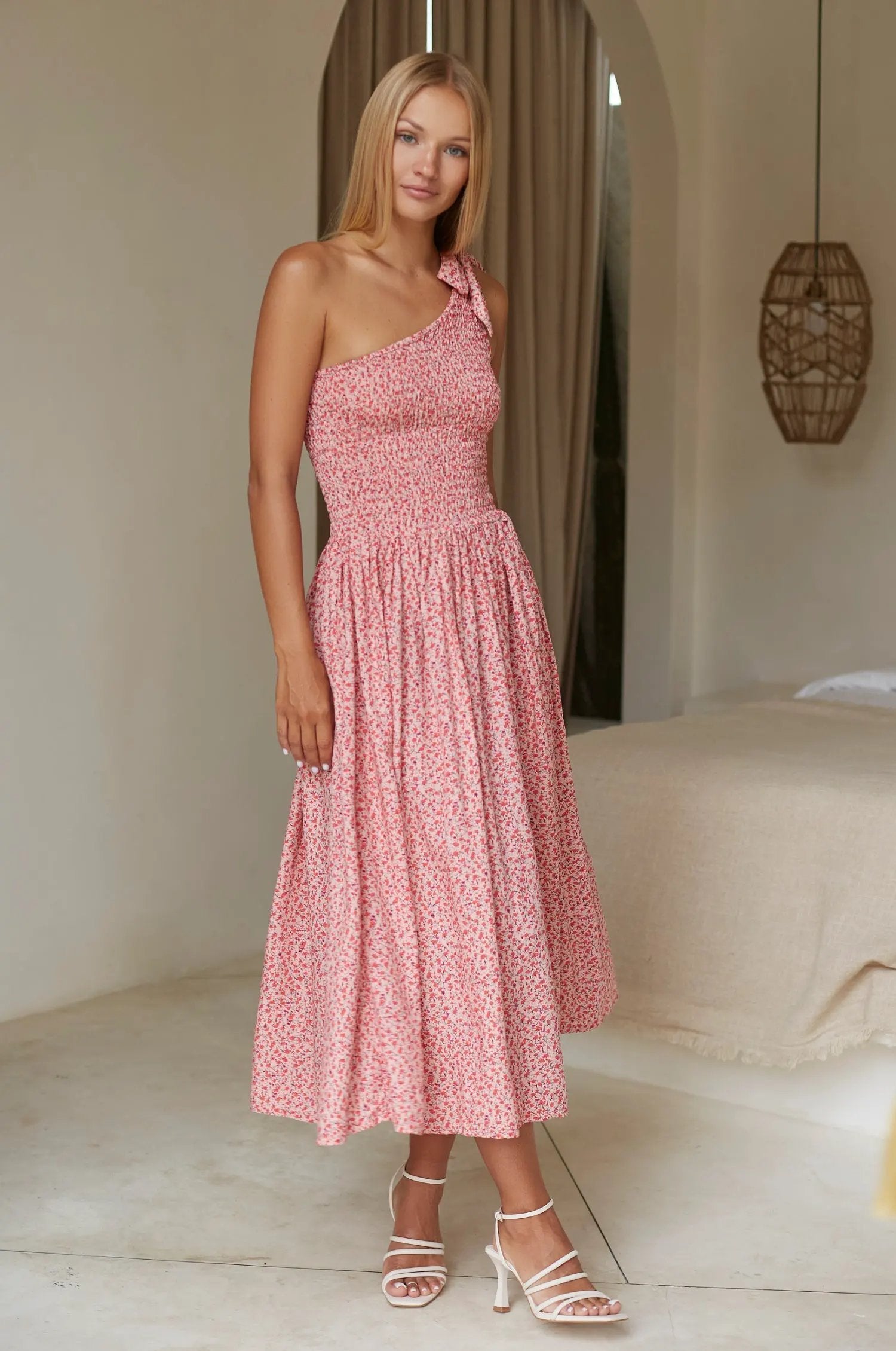 Sienna One-Shoulder Shirred Dress (Sale) by ELF