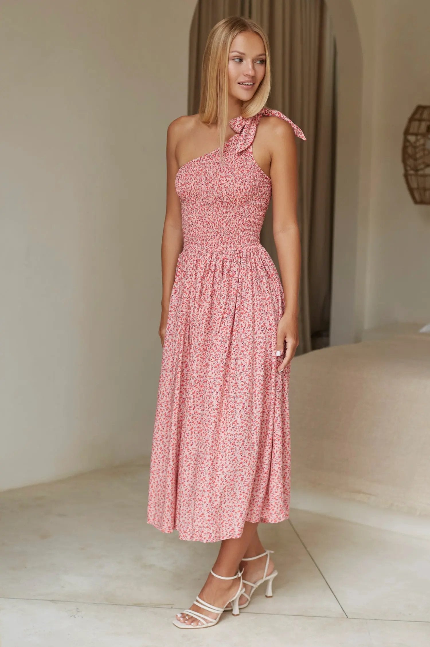 Sienna One-Shoulder Shirred Dress (Sale) by ELF