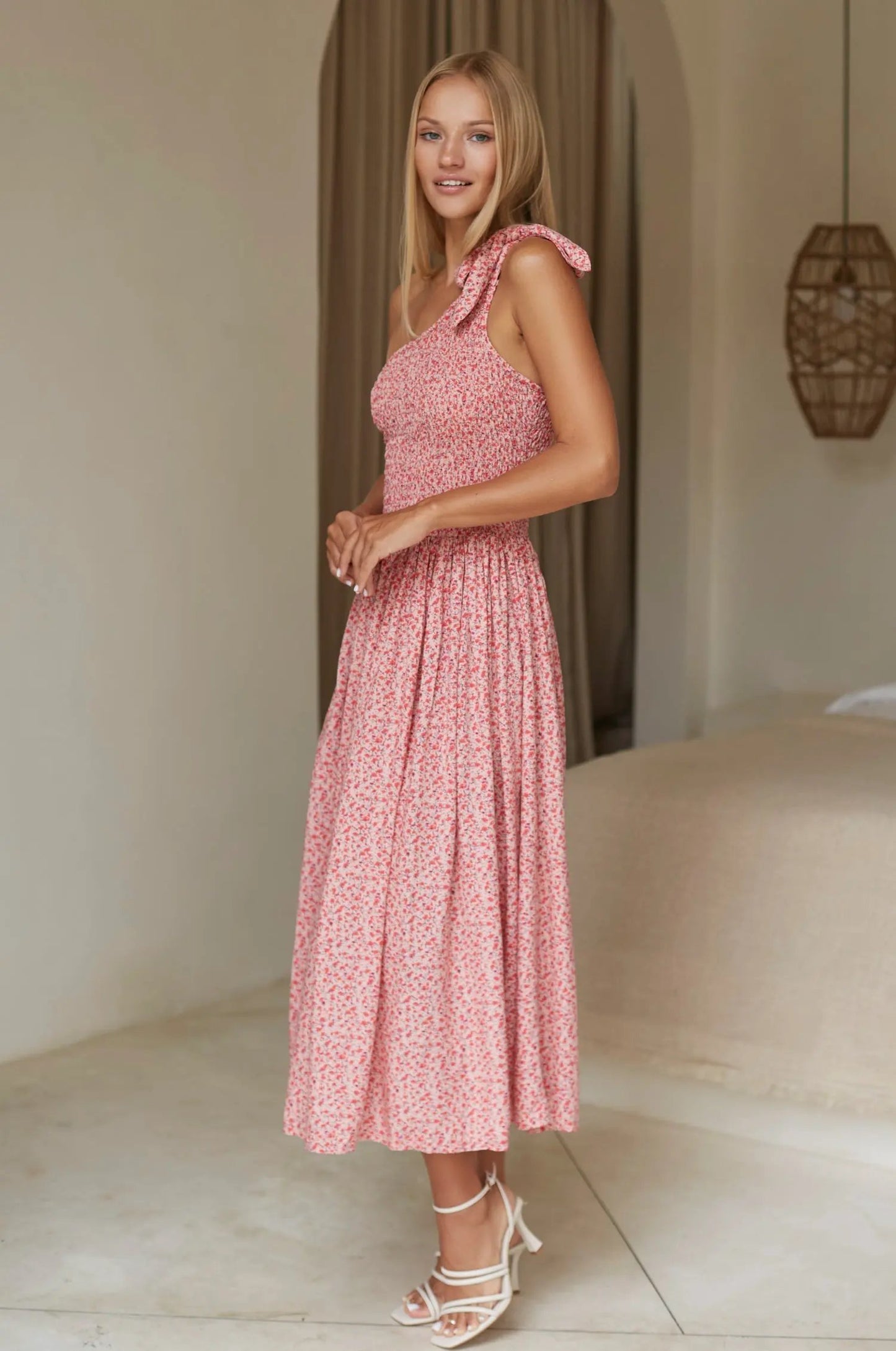 Sienna One-Shoulder Shirred Dress (Sale) by ELF