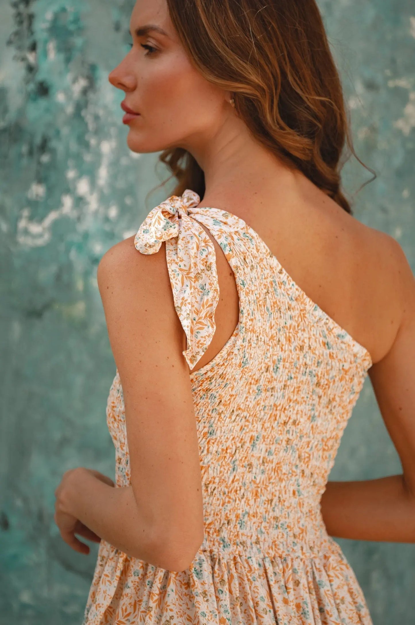 Sienna One-Shoulder Shirred Dress (Sale) by ELF