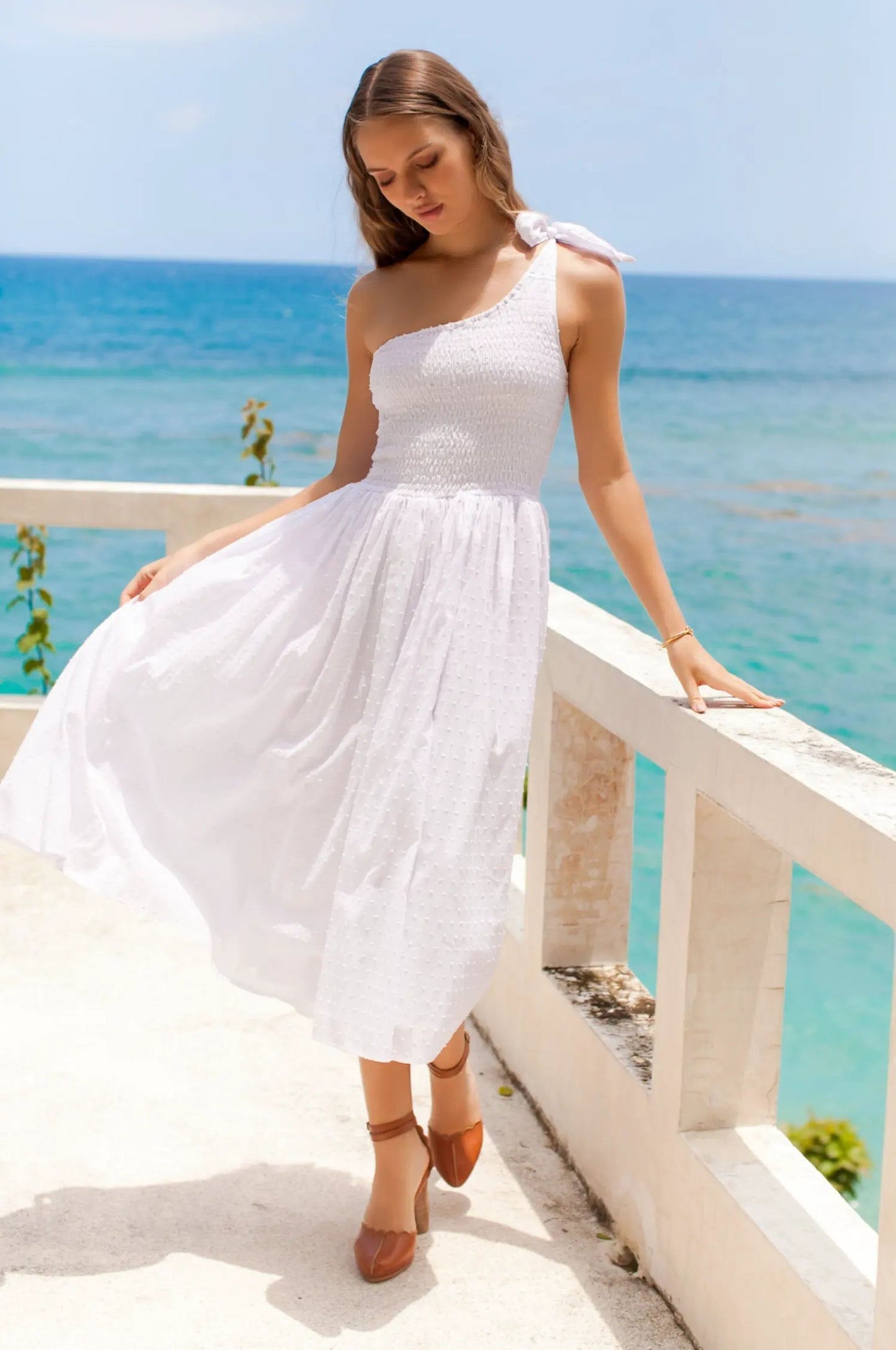 Sienna One-Shoulder Shirred Dress (Sale) by ELF