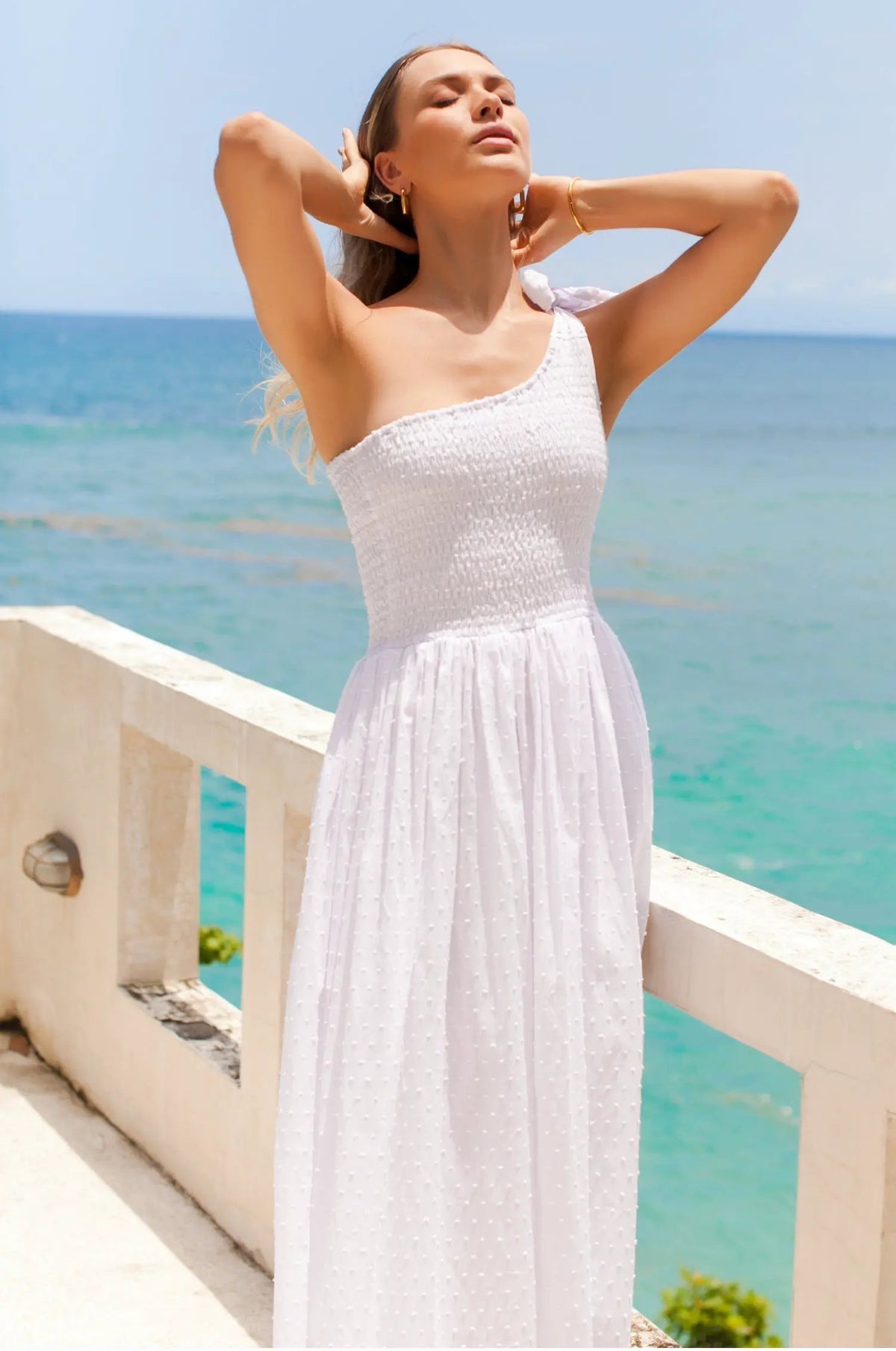 Sienna One-Shoulder Shirred Dress (Sale) by ELF