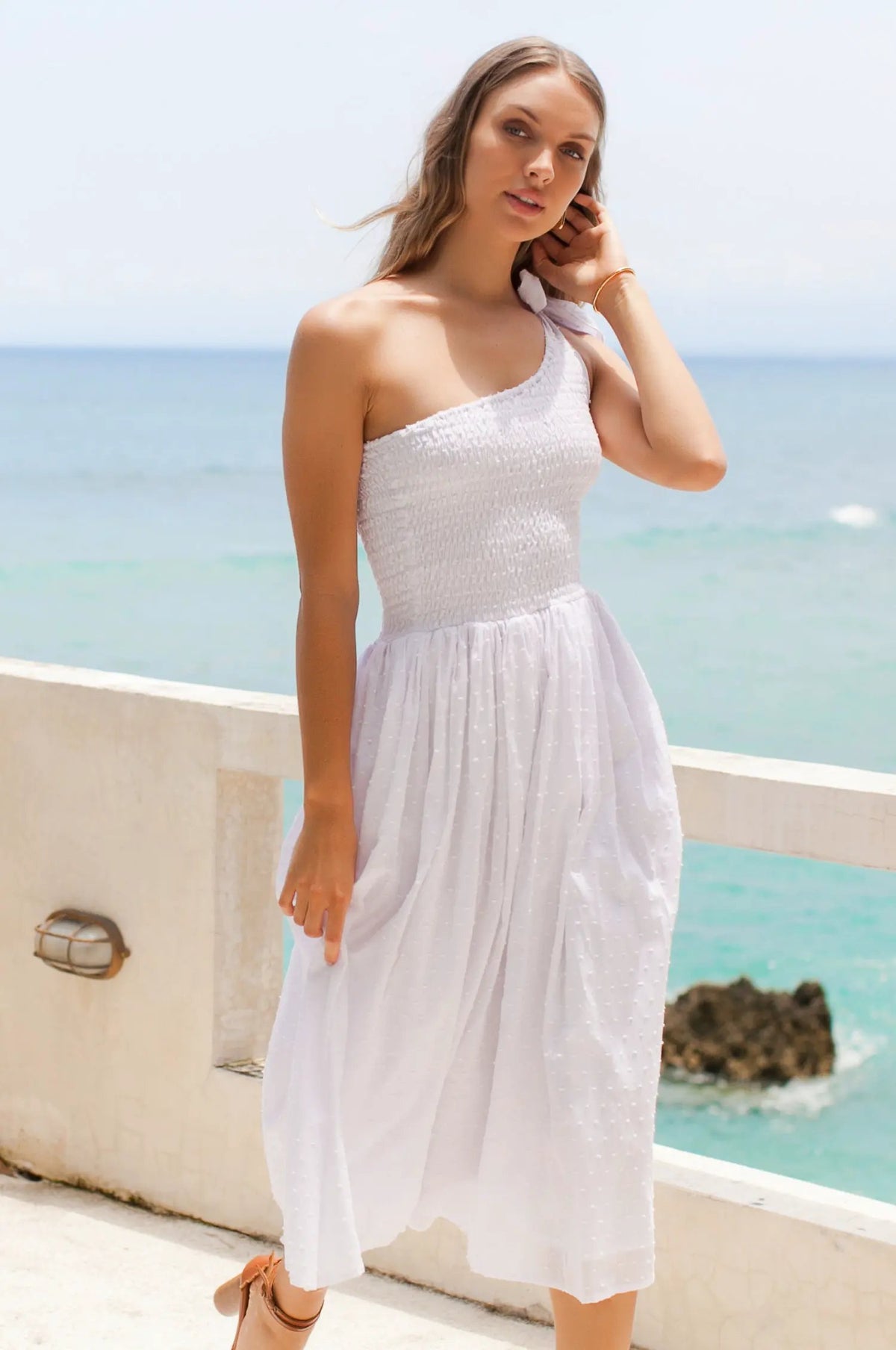 Sienna One-Shoulder Shirred Dress (Sale) by ELF