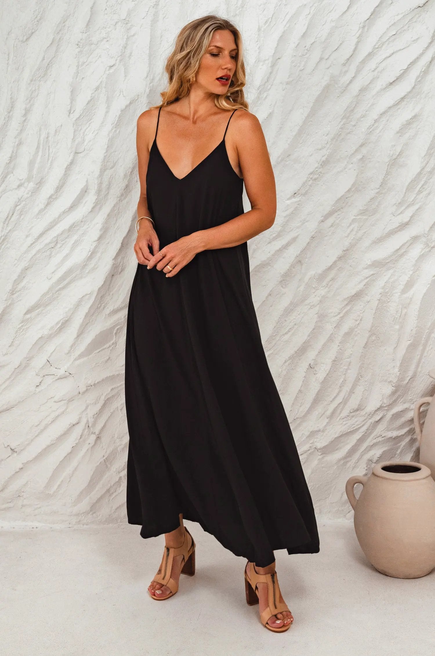 Silky Wind Strappy Maxi Dress by ELF