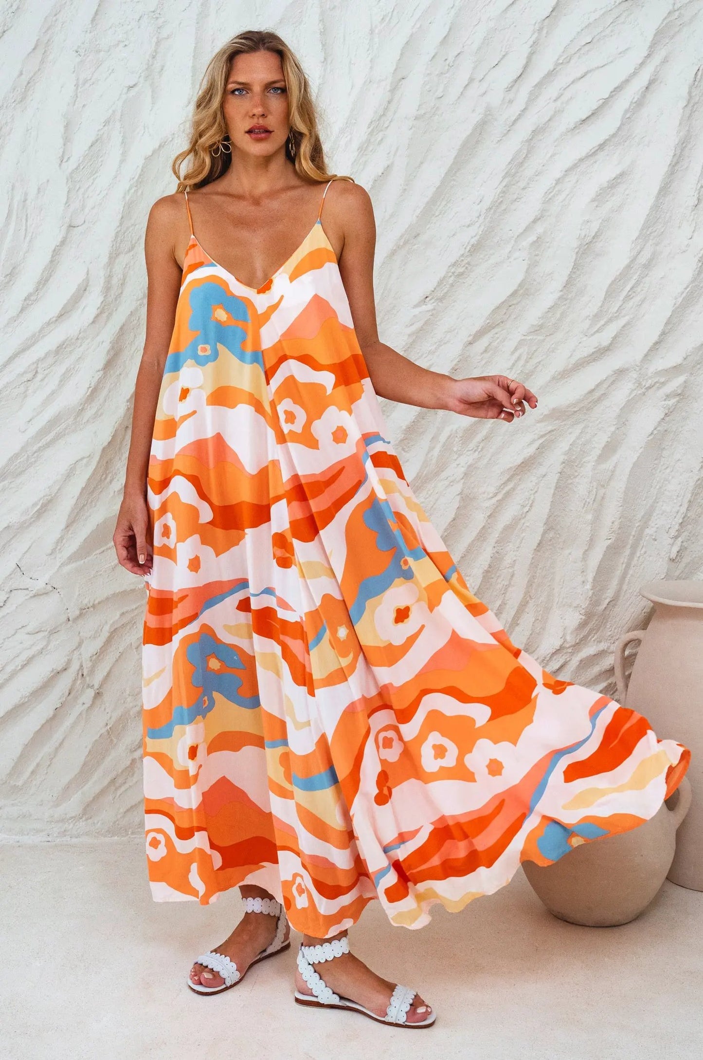 Silky Wind Strappy Maxi Dress by ELF