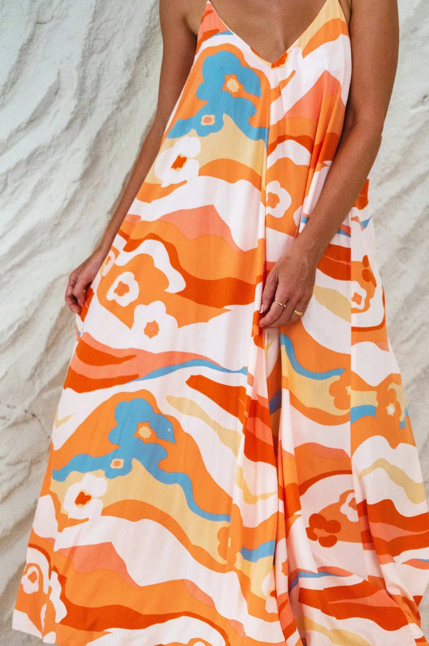 Silky Wind Strappy Maxi Dress by ELF