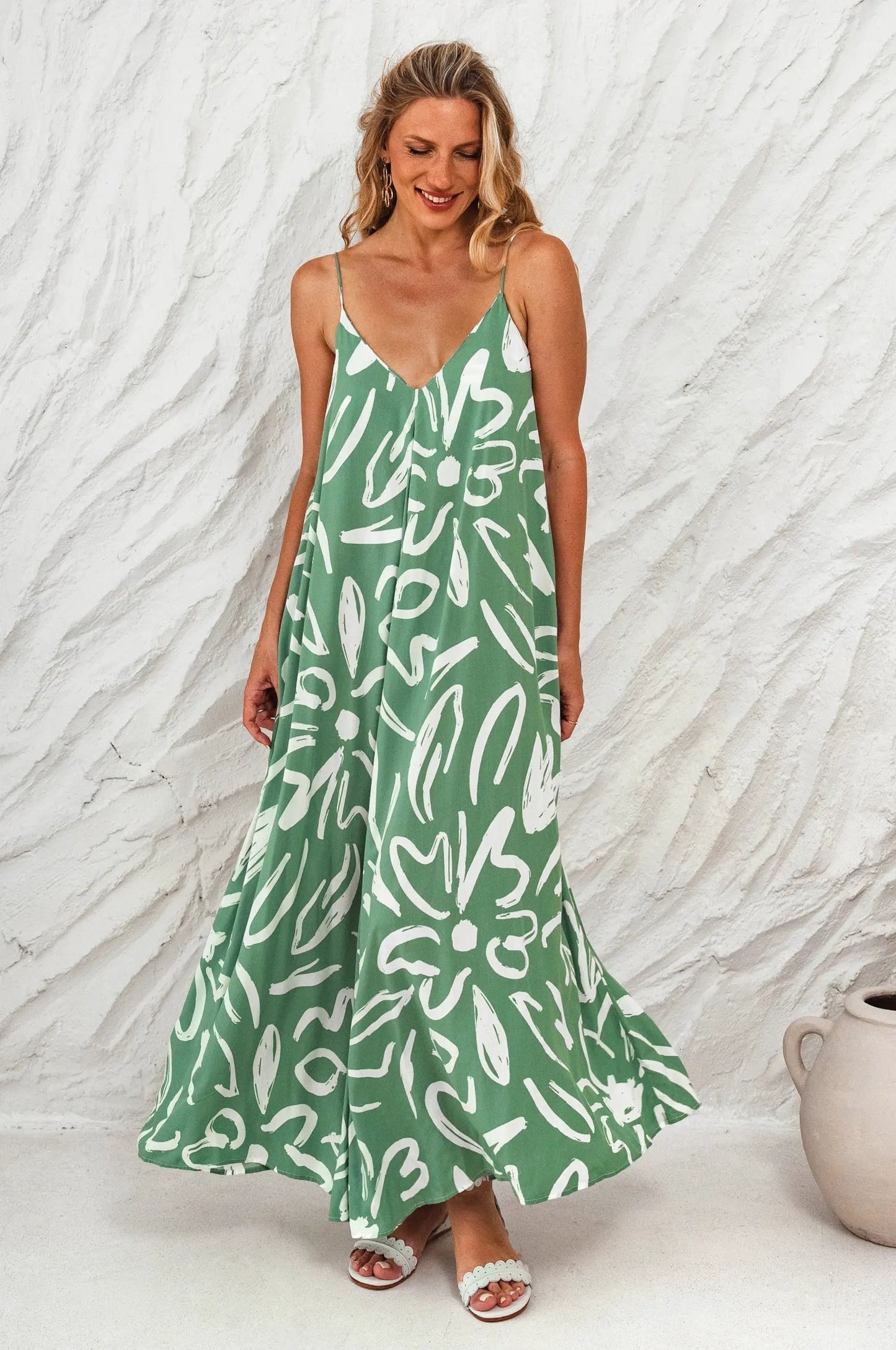 Silky Wind Strappy Maxi Dress by ELF