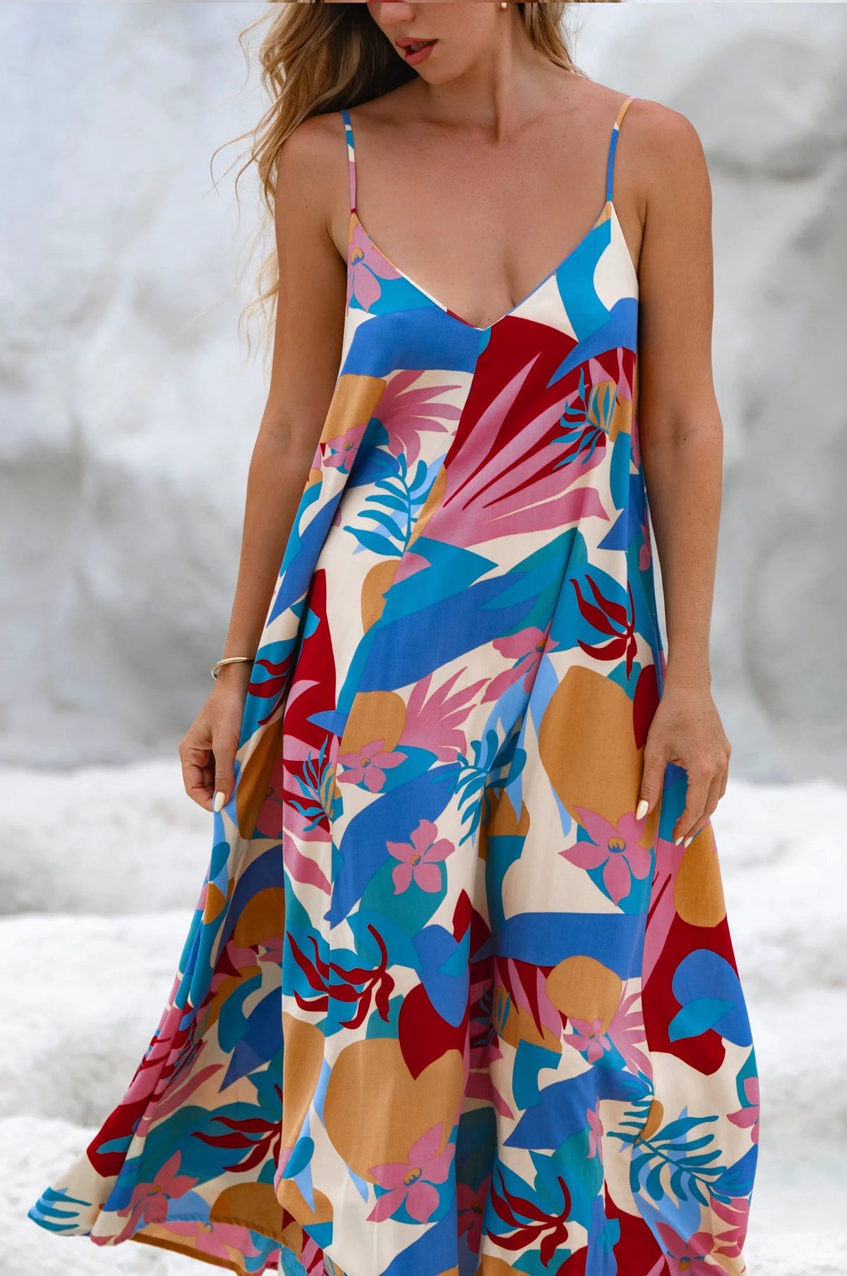 Silky Wind Strappy Maxi Dress by ELF