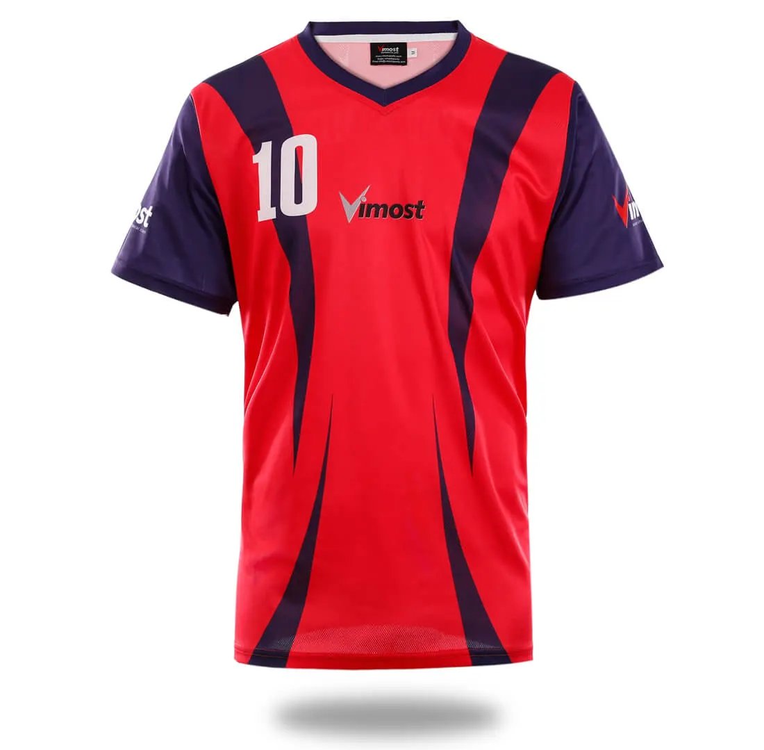 Custom Simple Red Soccer Jersey by Vimost Sportswear
