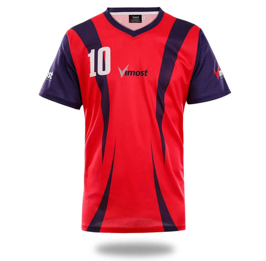 Custom Simple Red Soccer Jersey by Vimost Sportswear