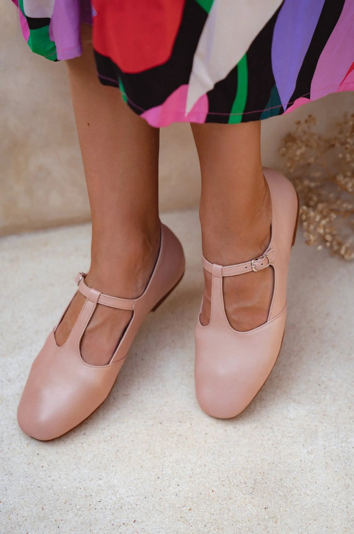 Simplicity Round Toe T-Strap Flats by ELF
