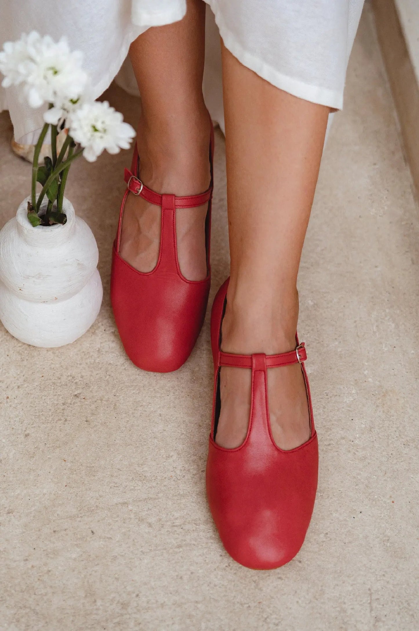 Simplicity Round Toe T-Strap Flats by ELF