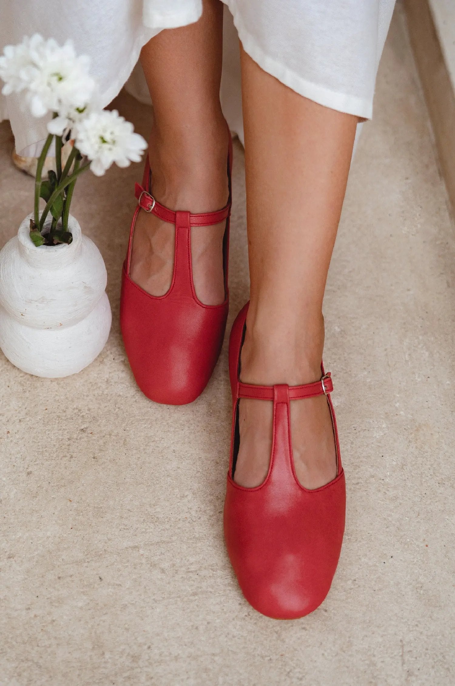 Simplicity Round Toe T-Strap Flats by ELF